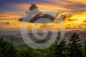 Sunset over the Appalachian Mountains from Caney Fork Overlook