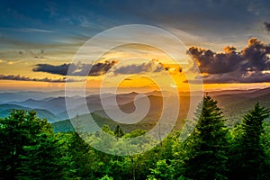 Sunset over the Appalachian Mountains from Caney Fork Overlook o