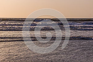 Sunset over Arabian sea, Indian ocean, on Arambol beach, Goa, In