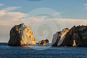 Sunset over the Arch at Land`s End, in Cabo San Lucas, Mexico, Baja California