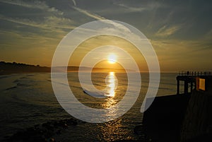 Sunset over the bay at Whitby