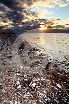 Sunset over beach