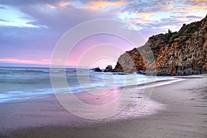 Sunset over the beach at Crescent Bay in Laguna Beach