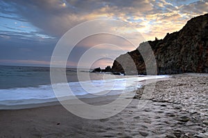 Sunset over the beach at Crescent Bay in Laguna Beach