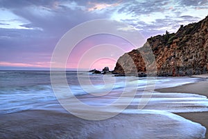 Sunset over the beach at Crescent Bay in Laguna Beach