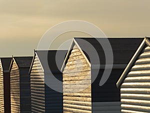 Sunset over beach houses on Tankerton Beach