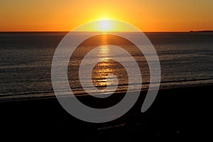 Sunset over the beach in Los Angeles, California