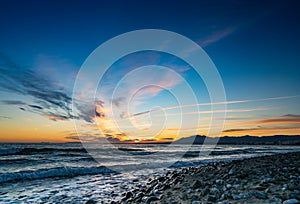 Sunset over the beach, Marbella, Spain