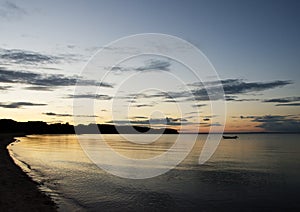 Sunset over a beach near Middelfart, Denmark