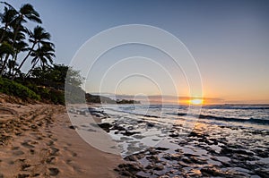 Sunset over Sunset Beach Oahu, Hawaii