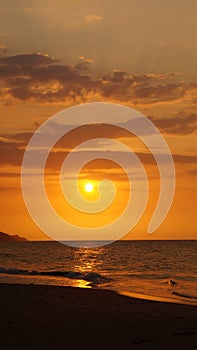 Sunset over beach, Playa San Luis, Venezuela