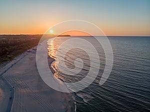 Sunset over the beach in Wladyslawowo, Poland