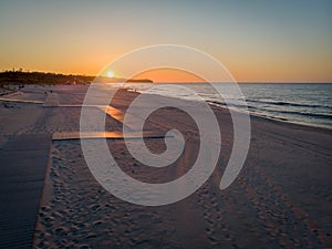 Sunset over the beach in Wladyslawowo, Poland