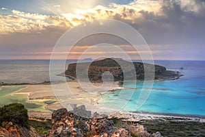 Sunset over beautiful Balos beach