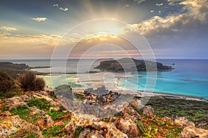 Sunset over beautiful Balos beach