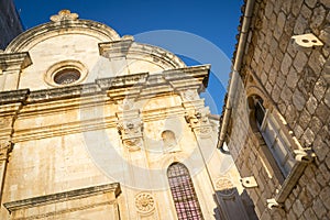 Sunset over beautiful town Hvar, Hvar island, Croatia