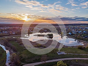 The sunset over Belarussian countryside