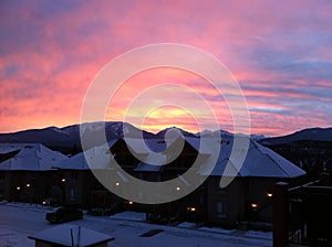 Sunset over Bighorn Meadows Resort