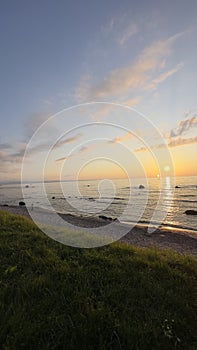 Sunset over the Black Sea, TÃ¼rkiye, beach and sea at sunset. photo