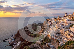 Sunset view of Santorini island, Greece