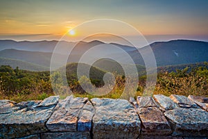 Sunset over the Blue Ridge Mountains, from Skyline Drive, in She
