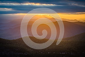 Sunset over the Blue Ridge Mountains from Table Rock, on the rim