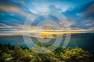 Sunset over the Blue Ridge Mountains from Table Rock, on the rim