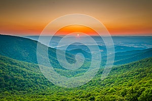 Sunset over the Blue Ridge and Shenandoah Valley from Crescent R