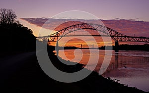 Sunset over the Borne Bridge at the Cape Cod Canal