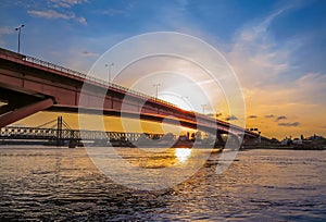 Sunset over a bridge