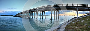 Sunset over Bridge along Estero Boulevard, crossing over New Pas