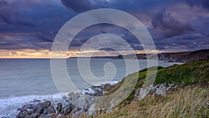 Sunset over Burgh Island and Bigbury Bay, Devon
