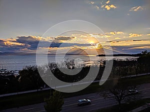 Sunset over Burlington and Placid Lake