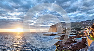 Sunset over Cabo Girao cliff, Madeira