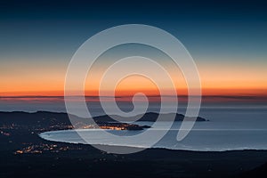 Sunset over Calvi Bay and Revellata in Corsica