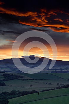 Sunset over the Cheviot Hills