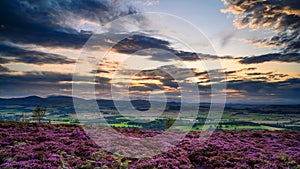 Sunset over the Cheviot Hills from Ros Hill