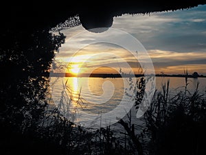 Sunset over the Chobe river in Kasane in Botswana