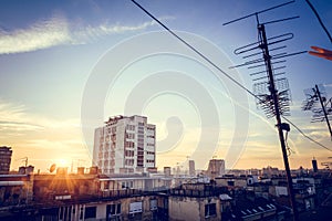 Sunset over the city landscape