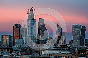 Sunset over the City of London