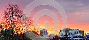 Sunset over the city Ã®n the originali ligh.t photo