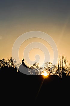 Sunset over the city of Paris in France