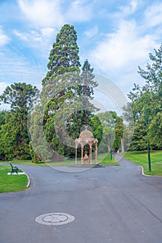 Sunset over city park in Launceston, Australia