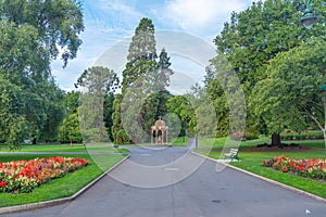 Sunset over city park in Launceston, Australia