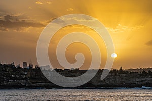 Sunset over city skyline, Sydney Australia