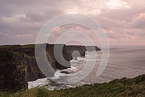 Sunset over Cliffs of Moher, Ireland