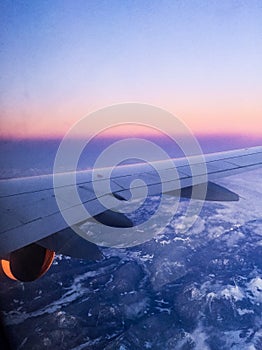 Sunset over the clouds