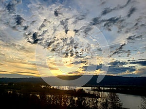 Sunset Over The Columbia River,  Clouds & Sky, PNW