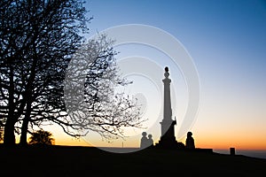 Sunset over the Coombe Hill Memorial in the Chiltern Hills