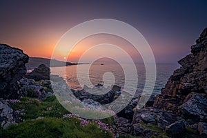 Sunset over Cornish coast